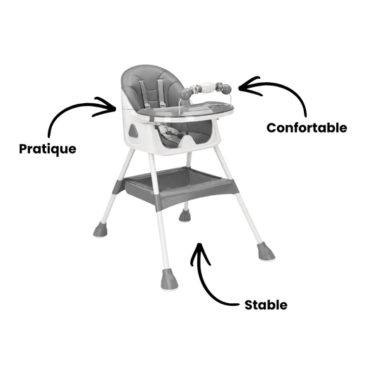 Chaise Haute Bébé Évolutive 3 en 1