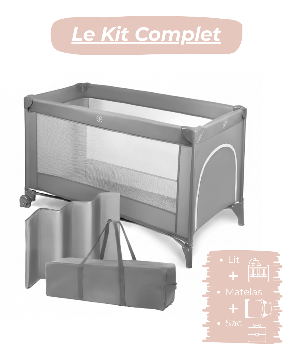 Lit Parapluie Bébé Pliable & Parc 2-en-1 – Sac de Transport, Matelas & Ouverture Latérale