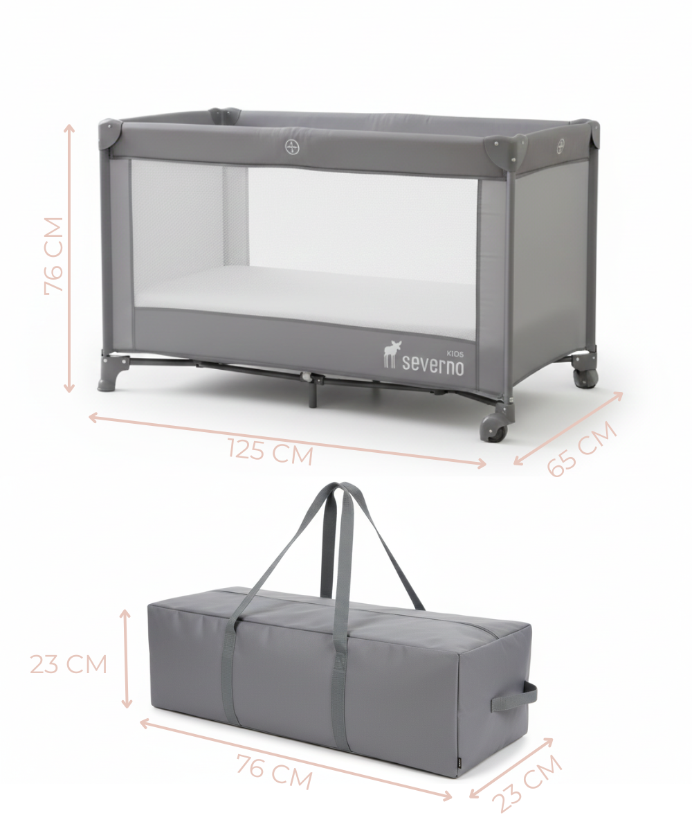 Lit Parapluie Bébé Pliable & Parc 2-en-1 – Sac de Transport, Matelas & Ouverture Latérale