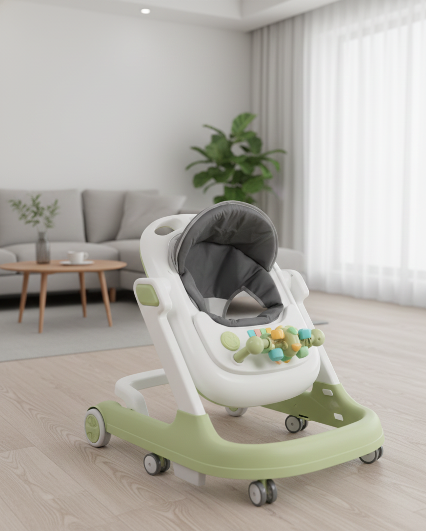Trotteur Bébé Évolutif & Plateau d'Activités – Pliable, Réglable et Confortable