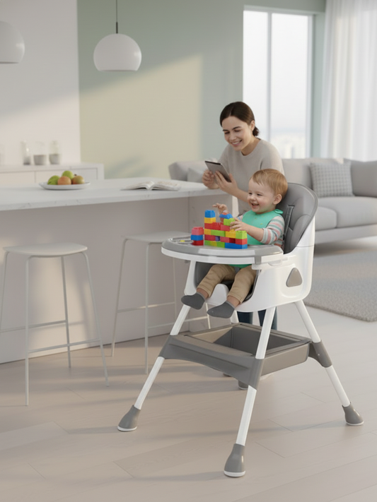 Chaise Haute Bébé Évolutive 3-en-1 – Confort, Sécurité & Design Mobile (6 mois - 3 ans)