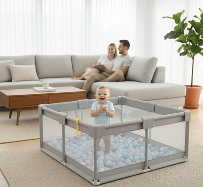 Parc Bébé XXL – Aire de Jeux Sécurisée avec Anneaux & Panier de Basket