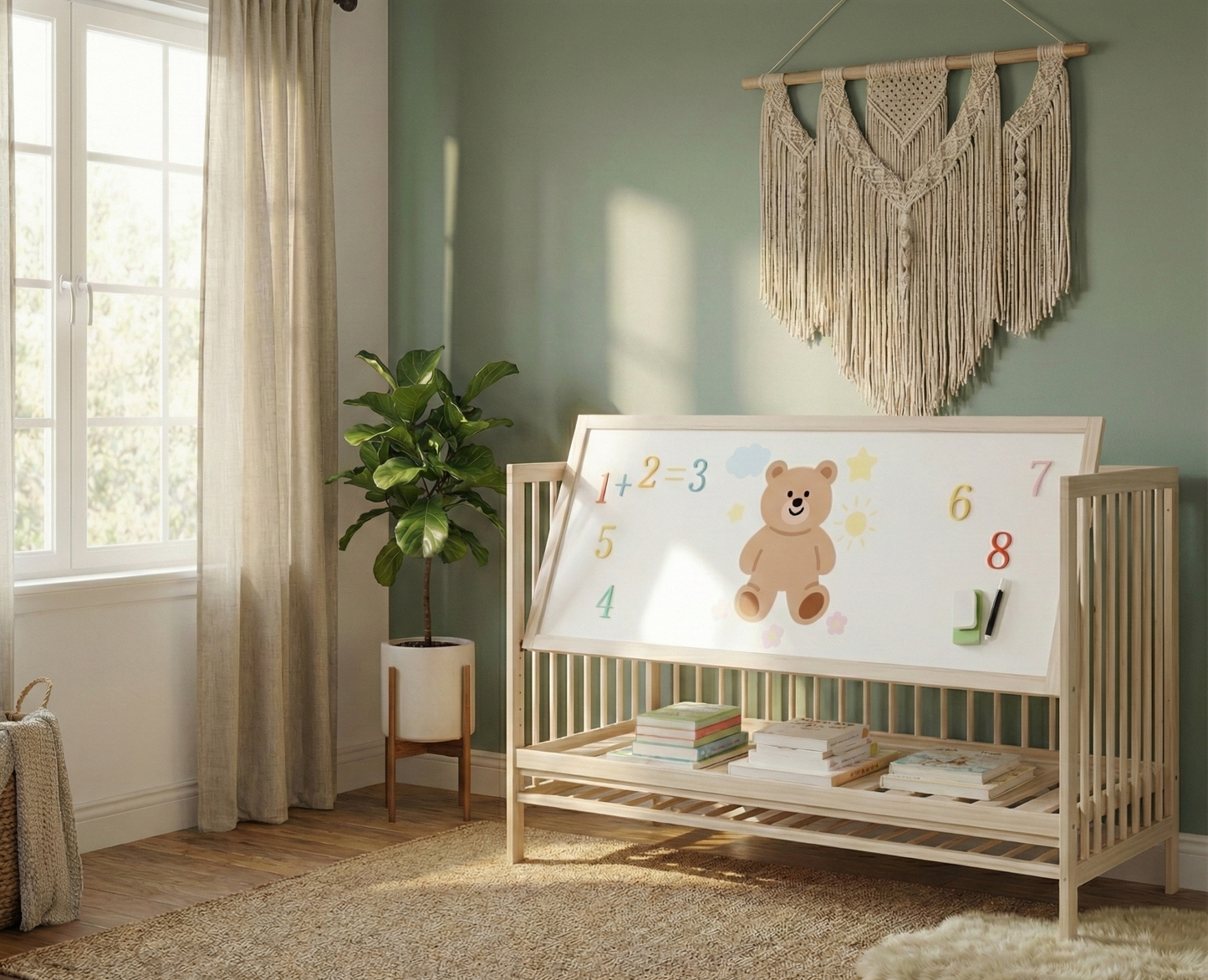 Lit Bébé Évolutif 4 en 1 en Épicéa Massif – Cododo, Bureau & Tableau – Design Scandinave