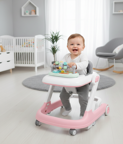 Trotteur Bébé Évolutif & Plateau d'Activités – Pliable, Réglable et Confortable