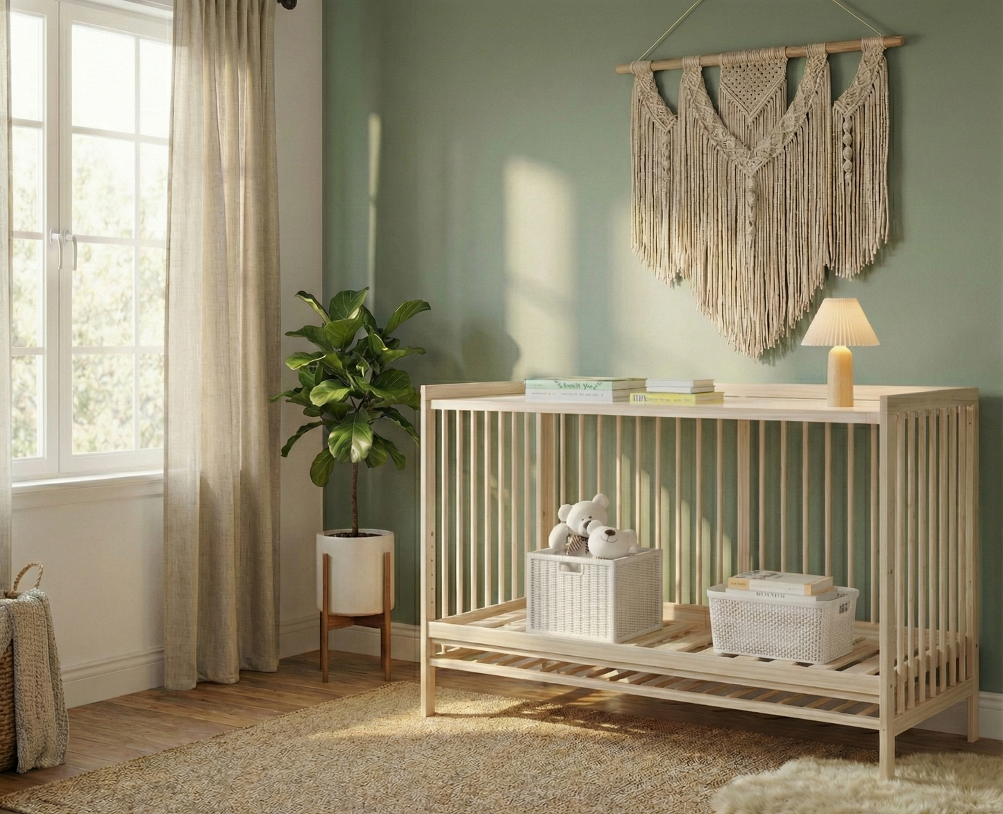 Lit Bébé Évolutif 4 en 1 en Épicéa Massif – Cododo, Bureau & Tableau – Design Scandinave