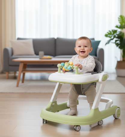 Trotteur Bébé Évolutif & Plateau d'Activités – Pliable, Réglable et Confortable