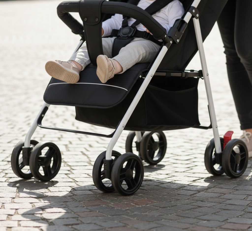 Poussette Citadine Compacte & Ultra Légère – Pliable, Confort & Design Noir