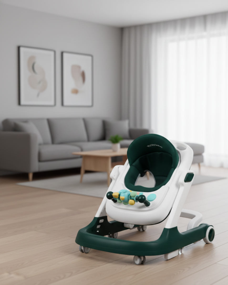 Trotteur Bébé Évolutif & Plateau d'Activités – Pliable, Réglable et Confortable