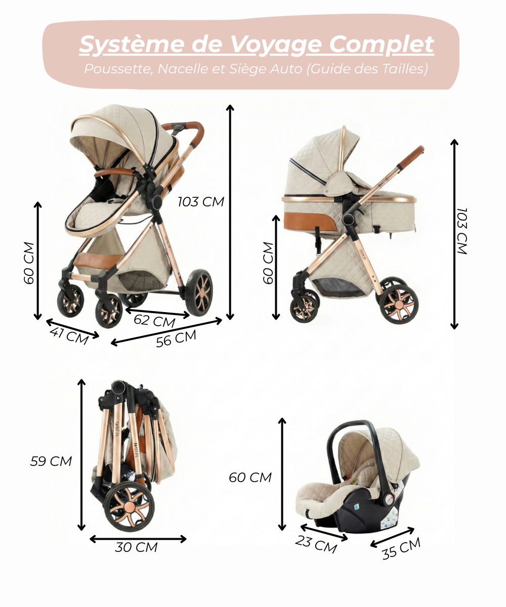 L'Ultime Poussette 3 en 1 : Système de Voyage Compact & Design