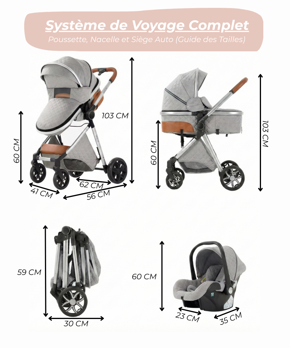 L'Ultime Poussette 3 en 1 : Système de Voyage Compact & Design